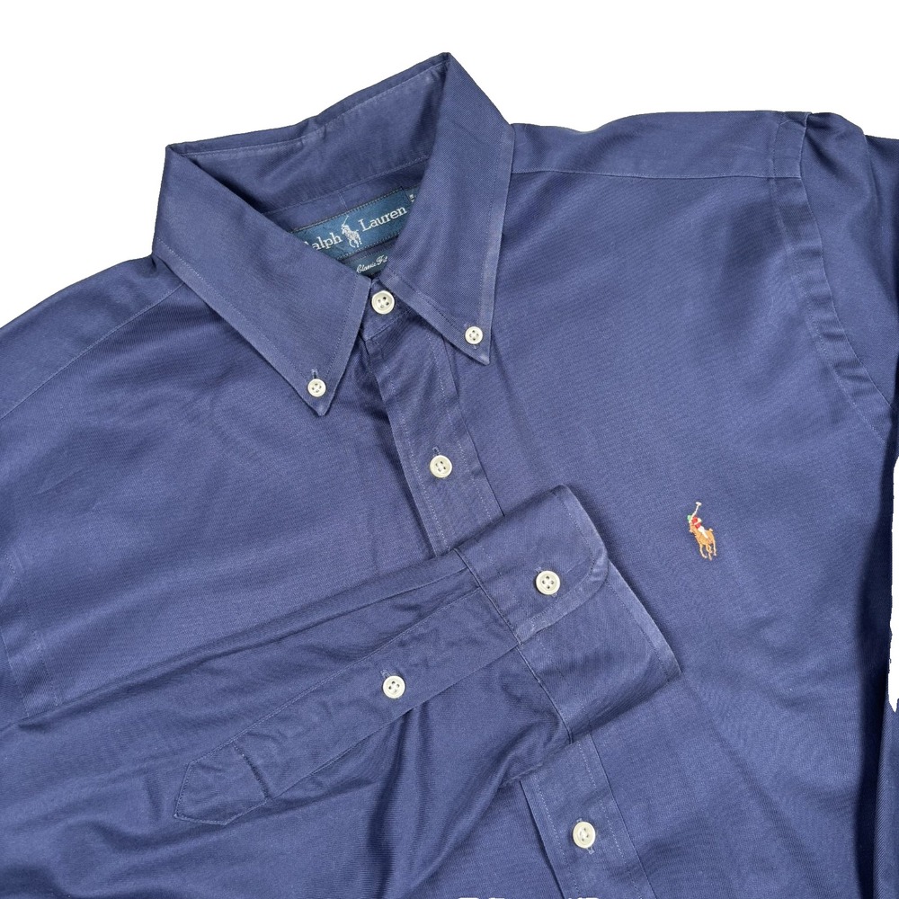 Polo Ralph Lauren Mens M Blue Classic Fit Button Down Shirt Multicolor Pony
